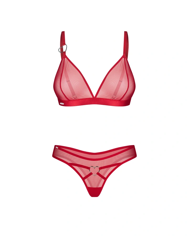 Red set with decorative heart