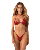 Red set: bra with choker and thong
