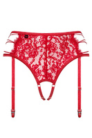 Red crotchless garter belt
