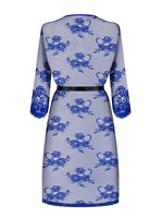 Peignoir blu in pizzo