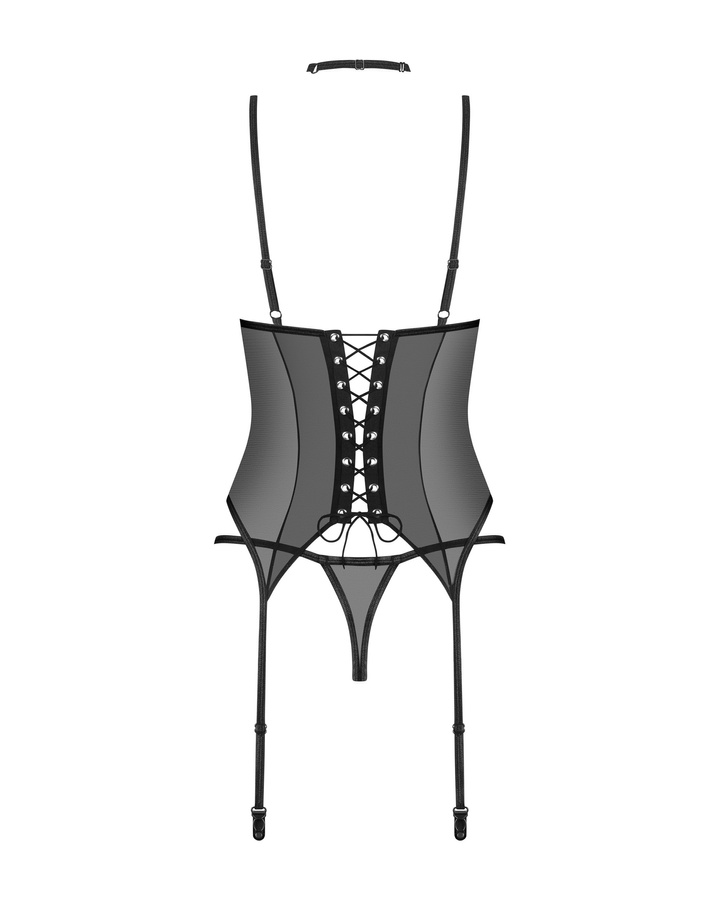 Corsetto nero, perizoma e choker