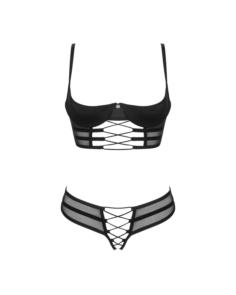 Set: reggiseno senza coppe e perizoma aperto sul cavallo