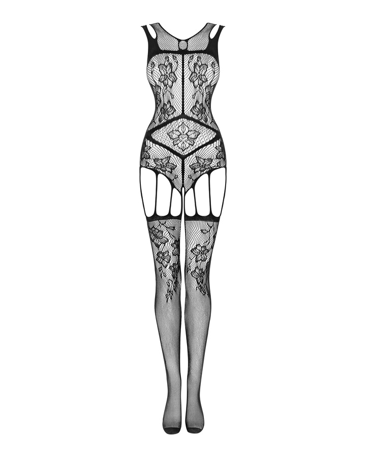 Bodystocking with floral pattern