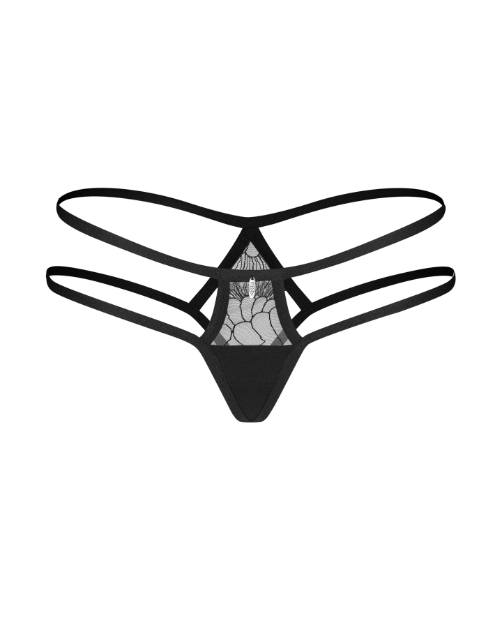Black panties with geometric cut-out