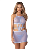Blue, transparent dress & thong