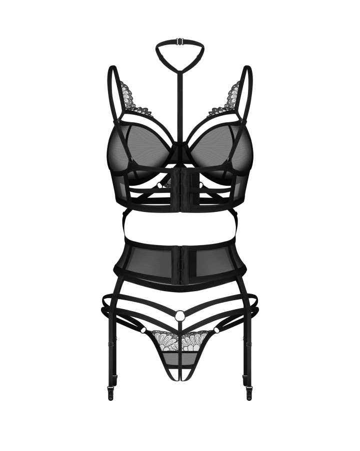 Black set with embroidered details