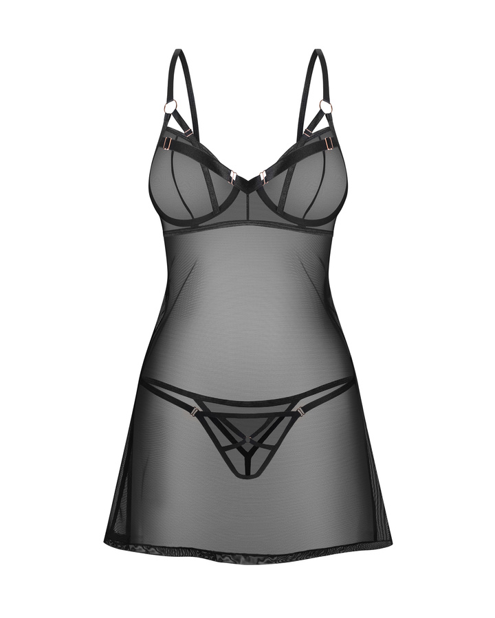 Black chemise with cut on the back