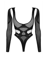 Black teddy with high cut on the hip