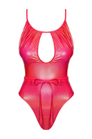 Red, one-piece swimsuit